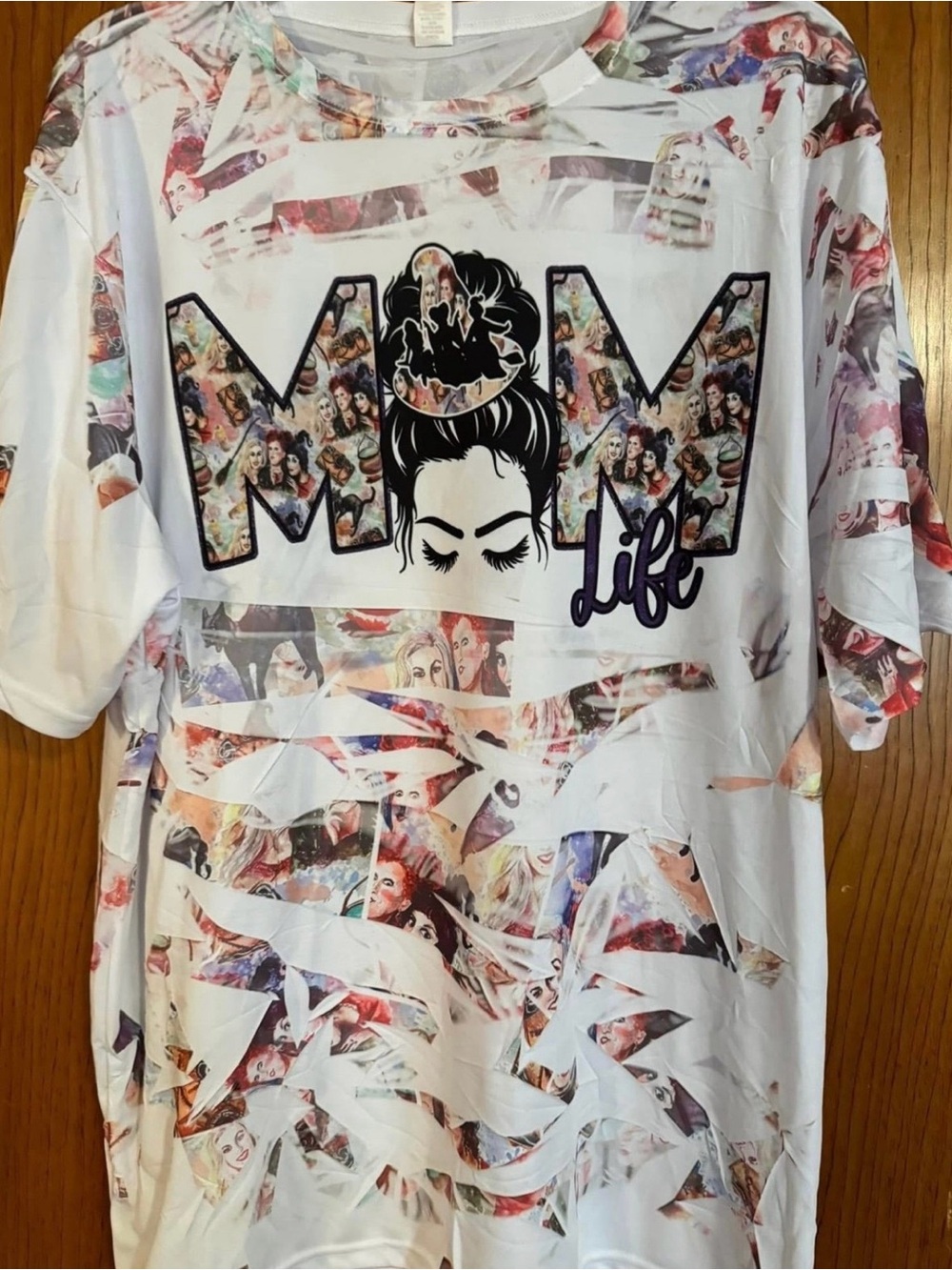 Mom Life Graphic Shirt White with Multicolor Print XL